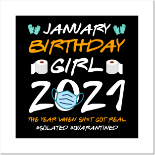 January Girl 2021 Social Distance Birthday Quarantine Gift Shirt Posters and Art